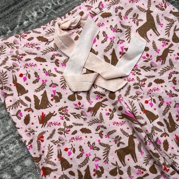 Boden Flannel Pajama Pants Medium Holiday Christmas Pink Deer Rabbits Winter - Picture 2 of 9